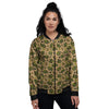 Military USA Print Pattern Women's Bomber Jacket-grizzshop