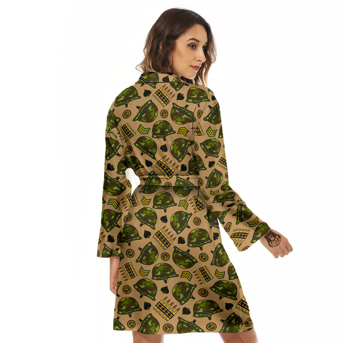 Military USA Print Pattern Women's Robe-grizzshop