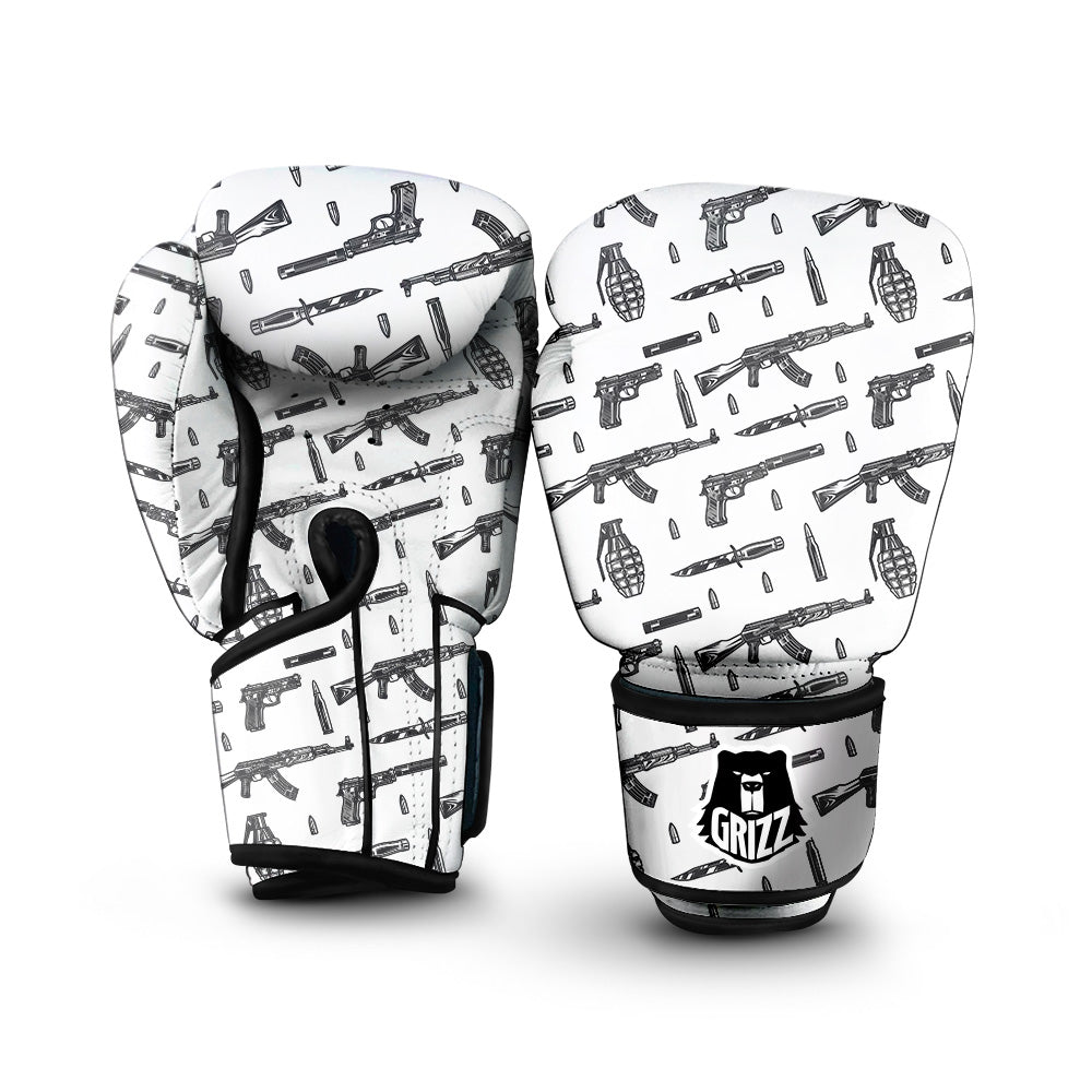 Military Weapon Vintage Print Pattern Boxing Gloves-grizzshop
