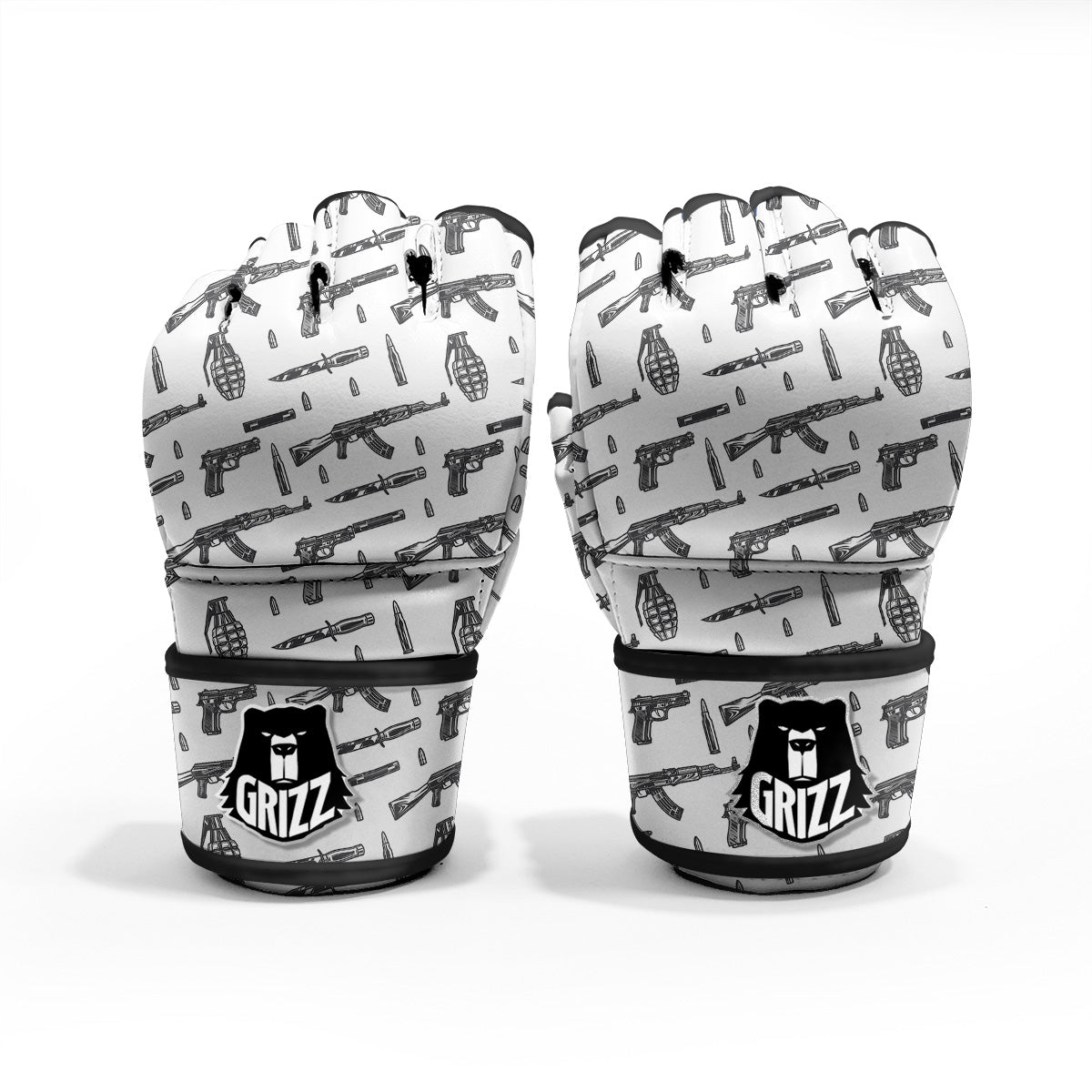 Military Weapon Vintage Print Pattern MMA Gloves-grizzshop