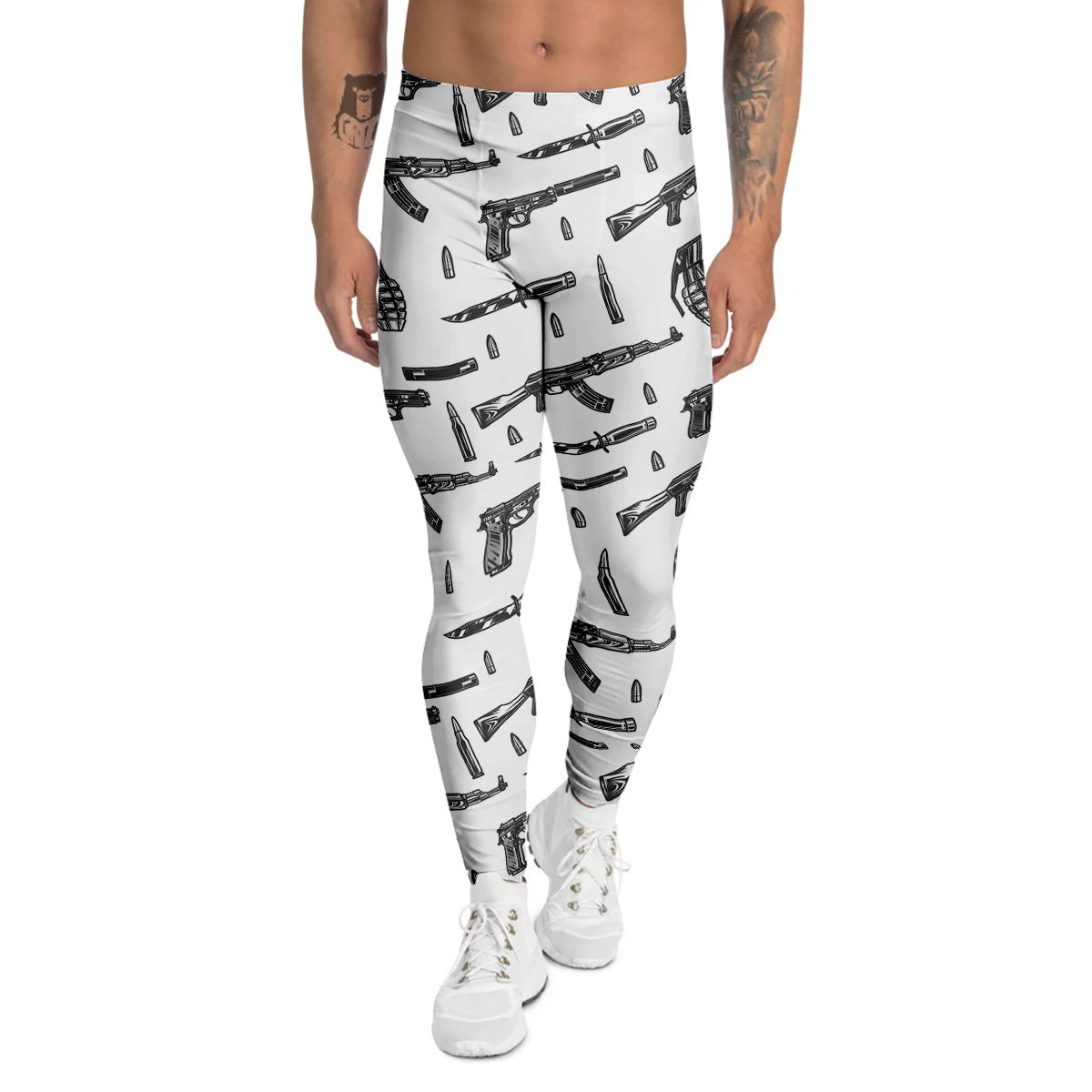 Military Weapon Vintage Print Pattern Men's Leggings-grizzshop
