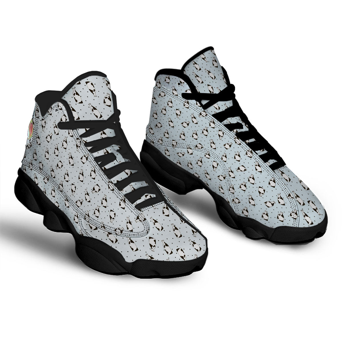 Milk Bottle Cow Print Pattern Black Basketball Shoes-grizzshop