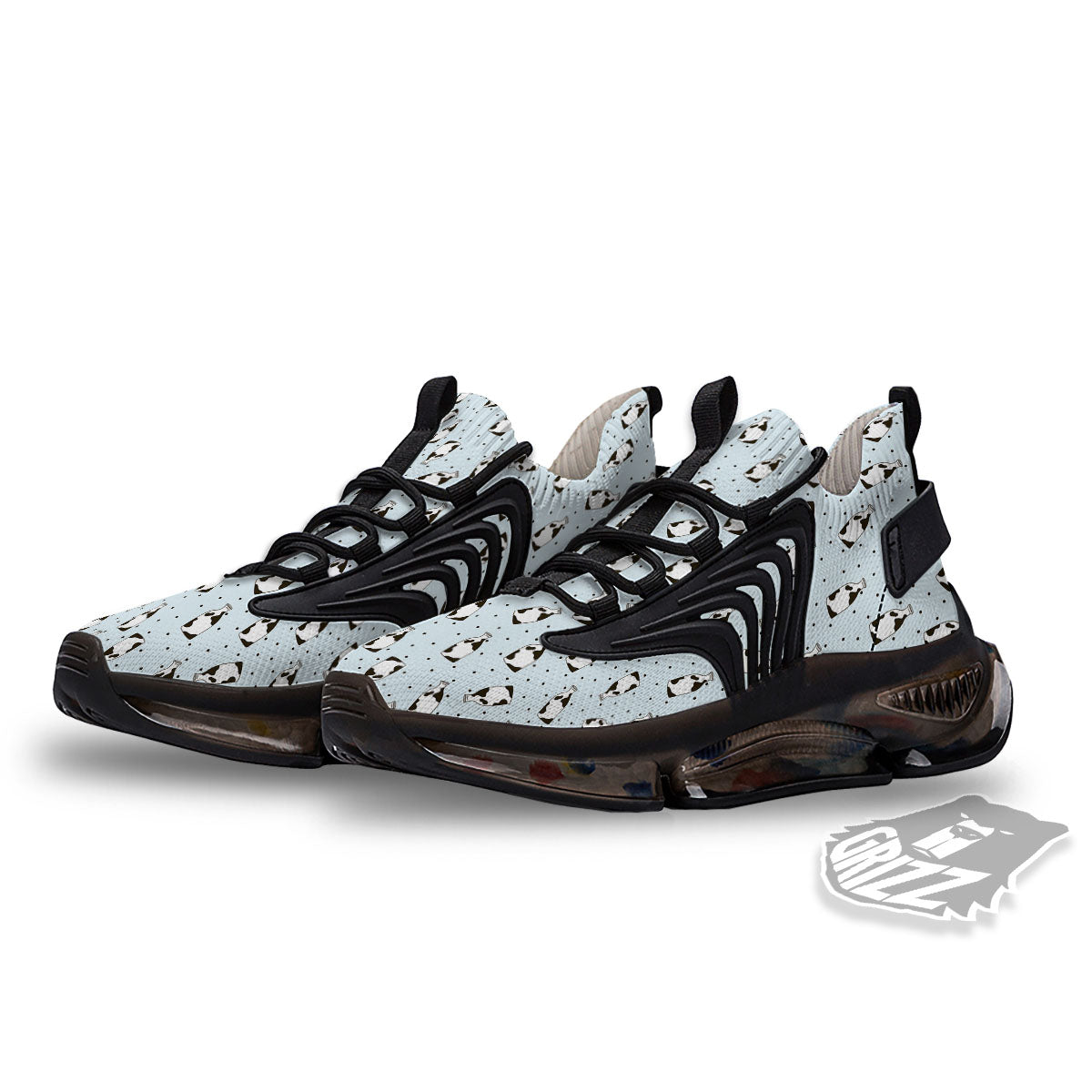 Milk Bottle Cow Print Pattern Black Gym Shoes-grizzshop