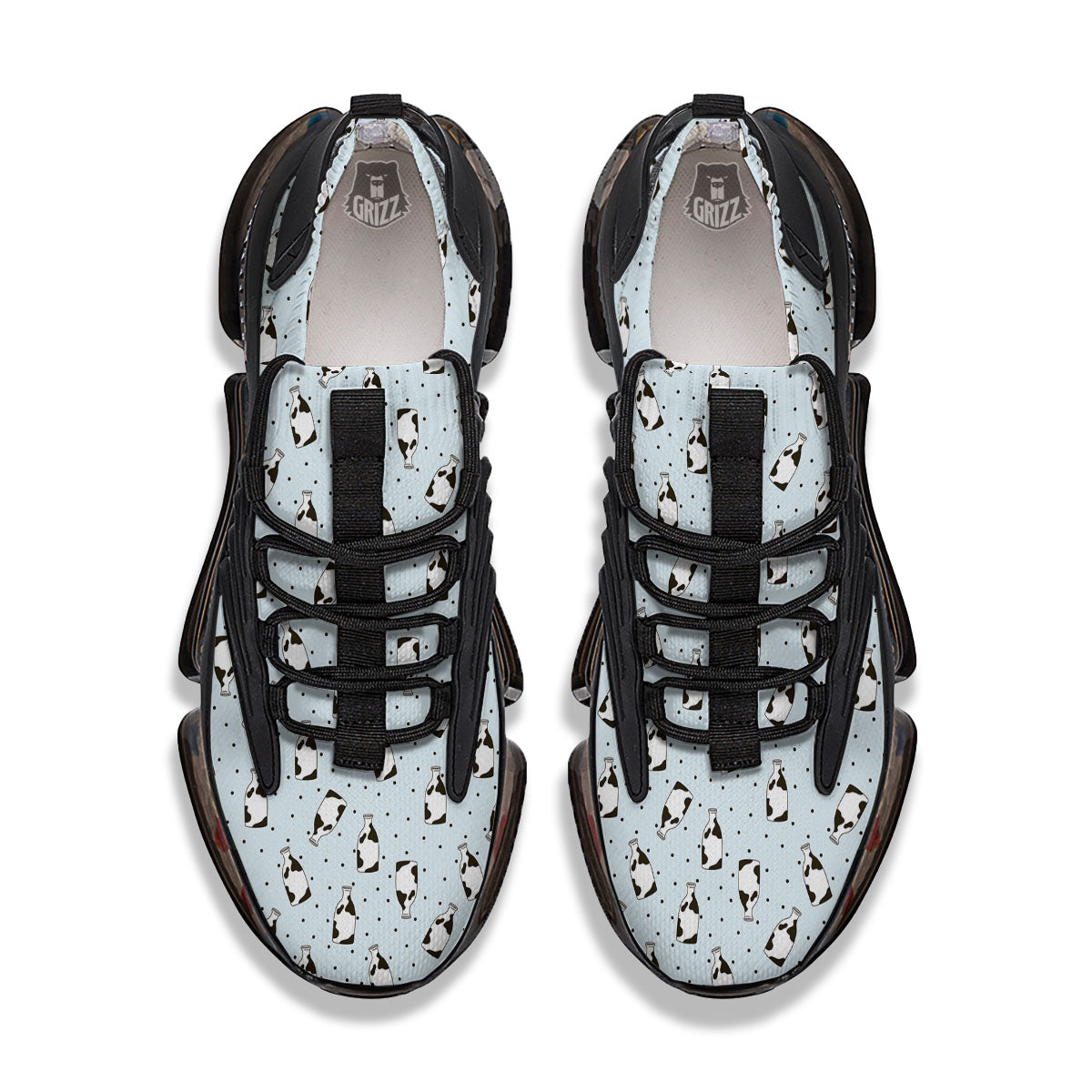 Milk Bottle Cow Print Pattern Black Gym Shoes-grizzshop