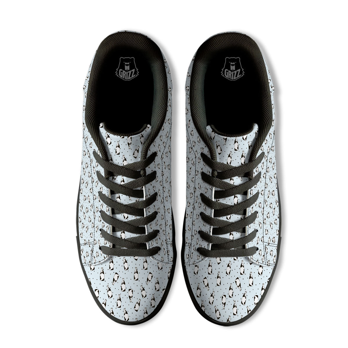 Milk Bottle Cow Print Pattern Black Low Top Sneakers-grizzshop