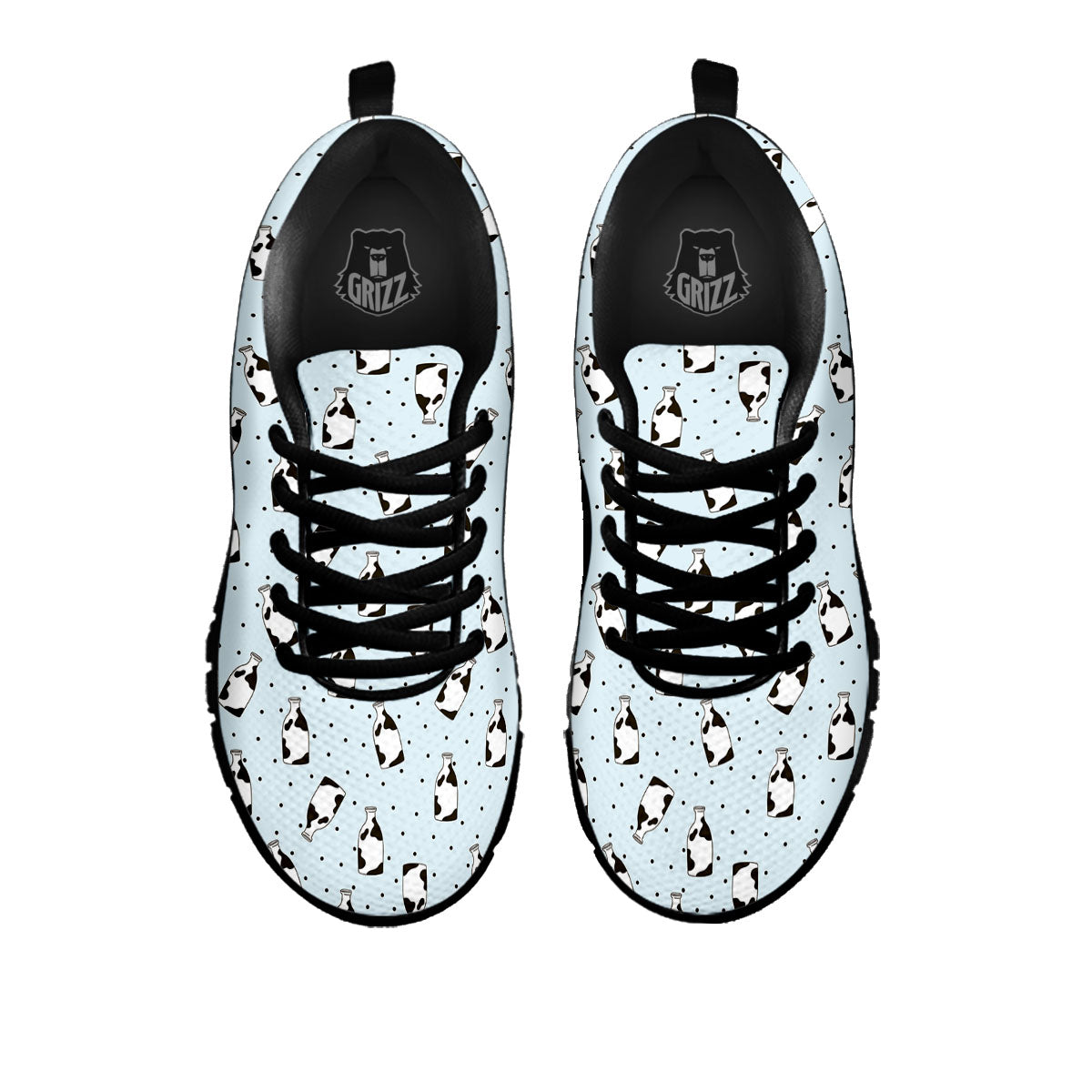 Milk Bottle Cow Print Pattern Black Sneaker-grizzshop