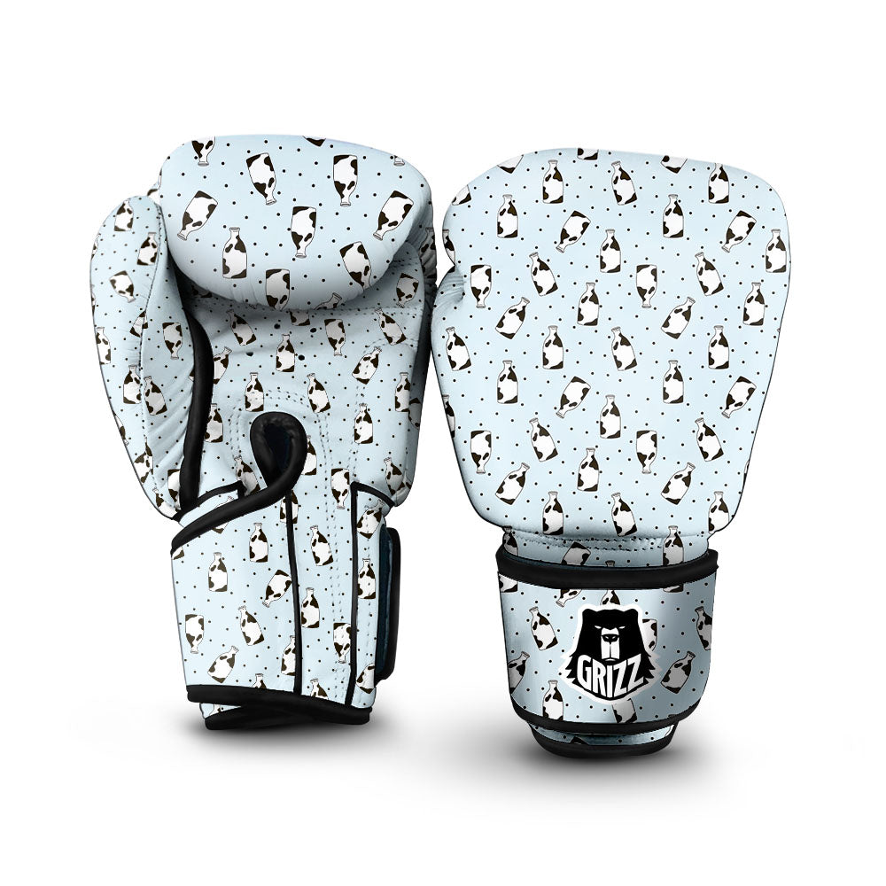 Milk Bottle Cow Print Pattern Boxing Gloves-grizzshop