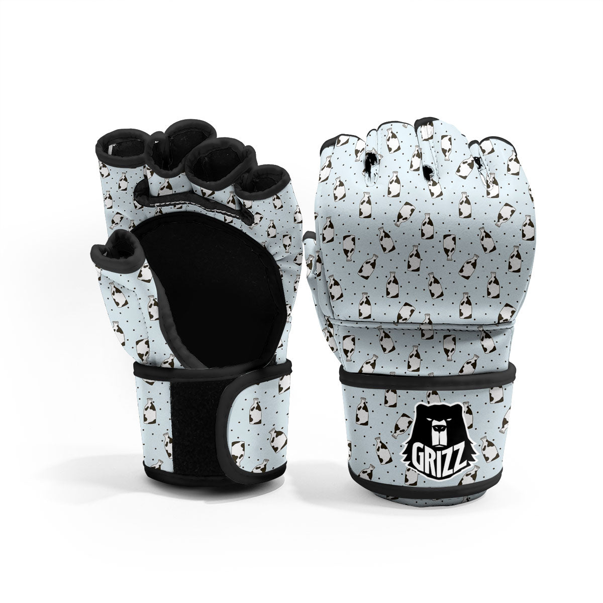 Milk Bottle Cow Print Pattern MMA Gloves-grizzshop
