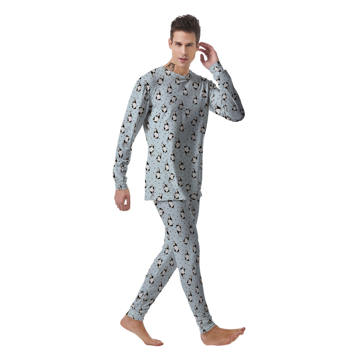Milk Bottle Cow Print Pattern Men's Pajamas-grizzshop