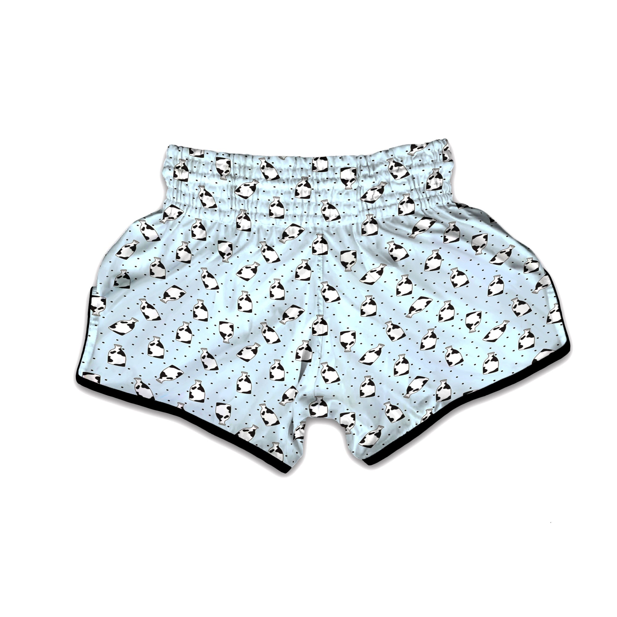 Milk Bottle Cow Print Pattern Muay Thai Boxing Shorts-grizzshop