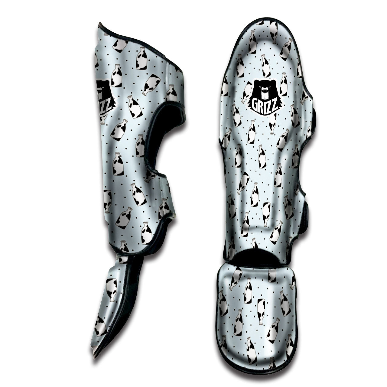 Milk Bottle Cow Print Pattern Muay Thai Shin Guards-grizzshop