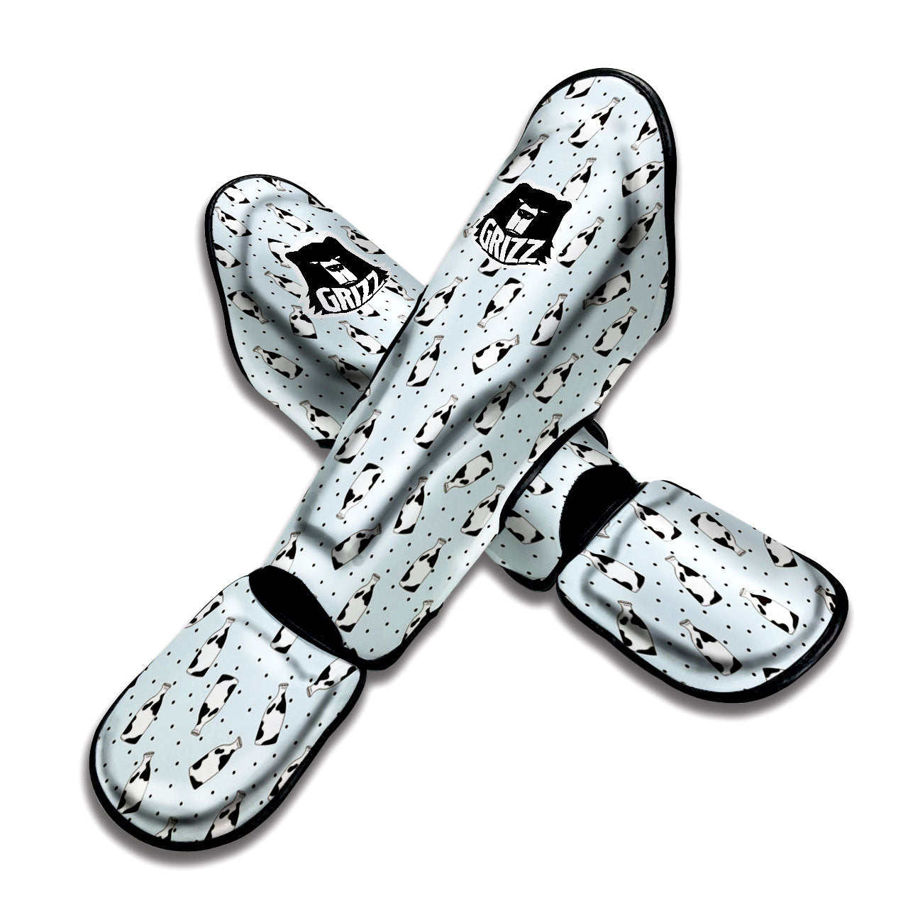 Milk Bottle Cow Print Pattern Muay Thai Shin Guards-grizzshop