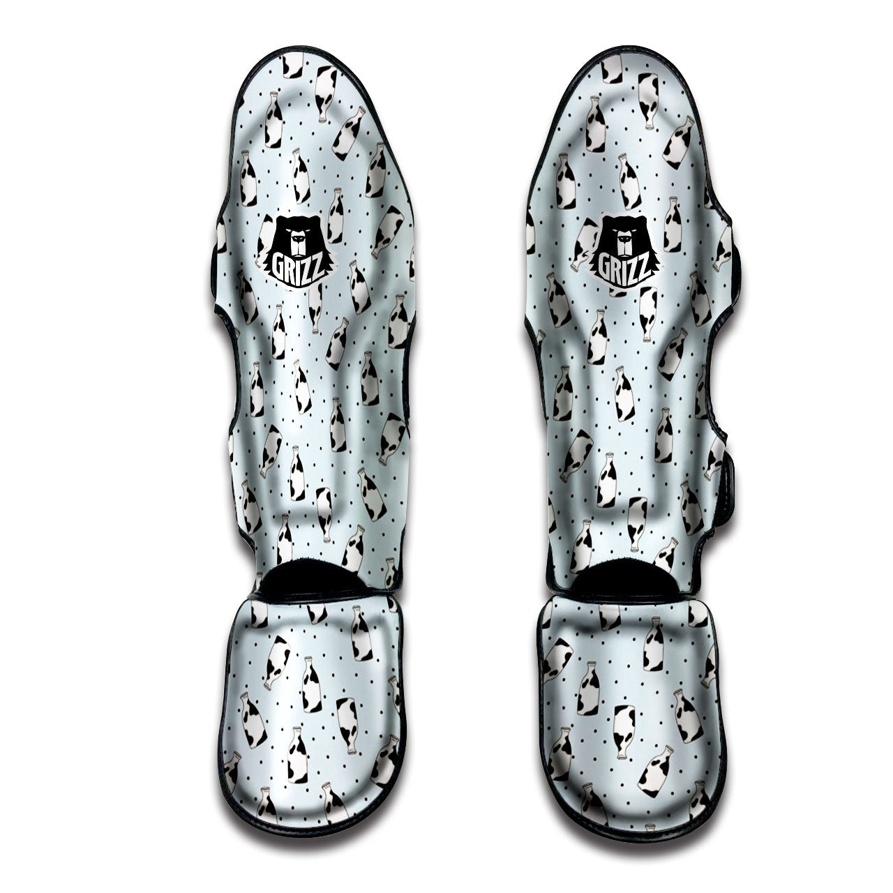 Milk Bottle Cow Print Pattern Muay Thai Shin Guards-grizzshop
