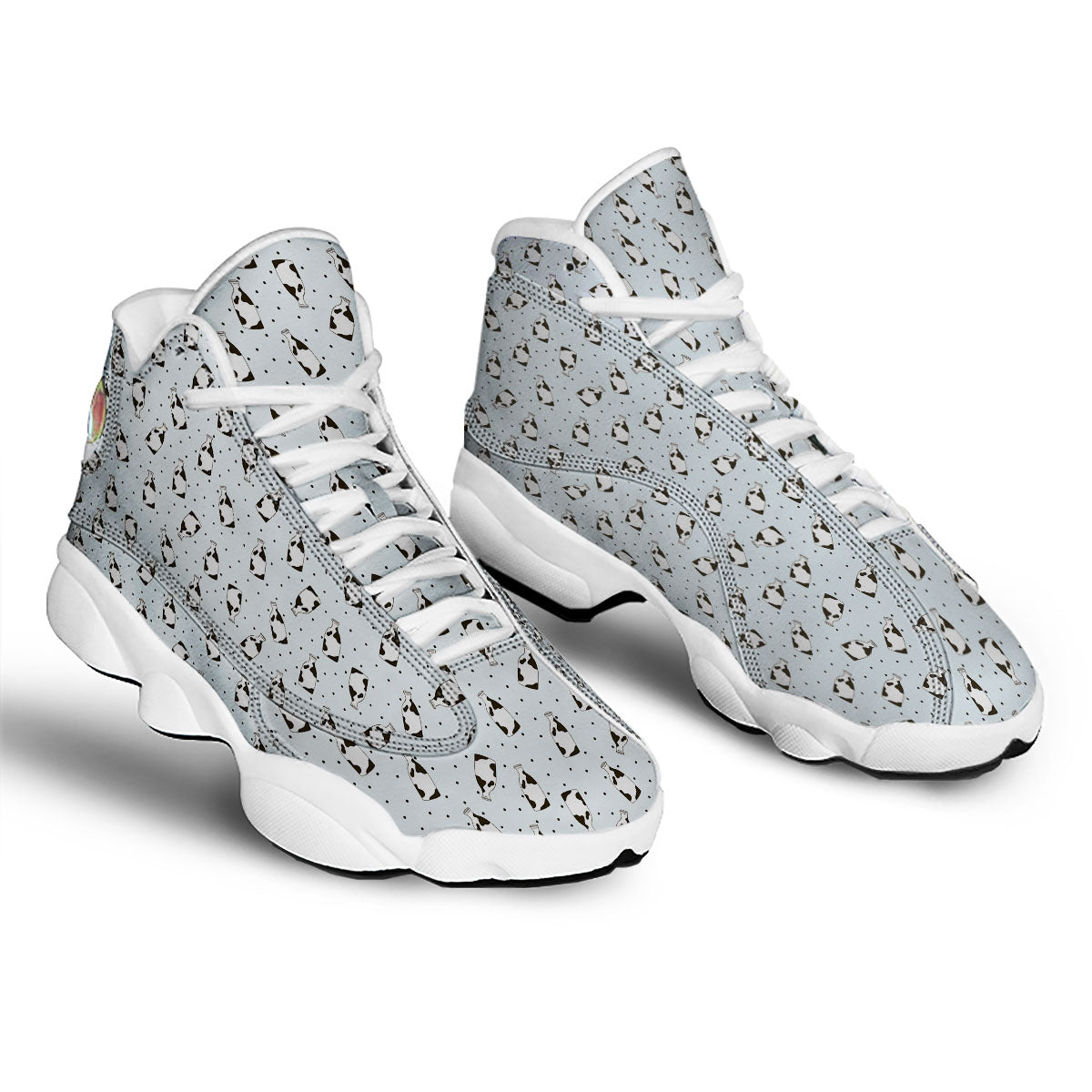 Milk Bottle Cow Print Pattern White Basketball Shoes-grizzshop