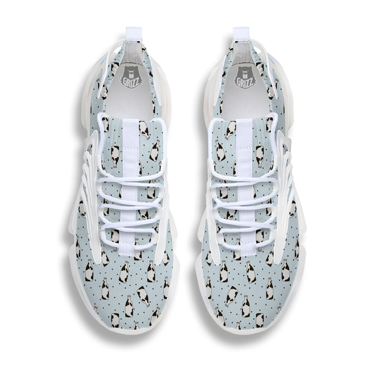 Milk Bottle Cow Print Pattern White Gym Shoes-grizzshop