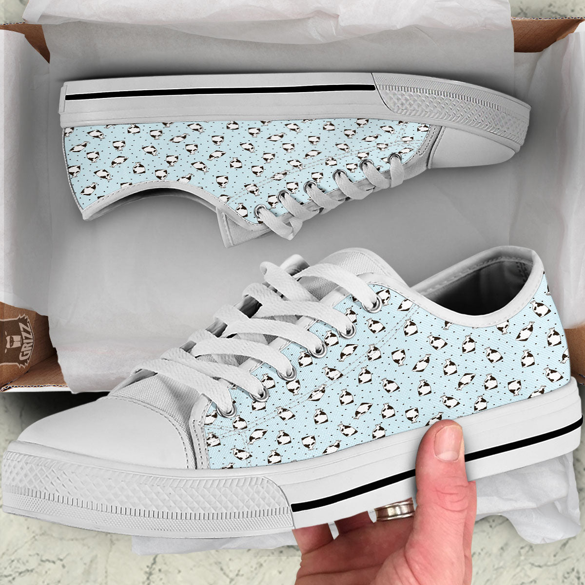 Milk Bottle Cow Print Pattern White Low Top Shoes-grizzshop