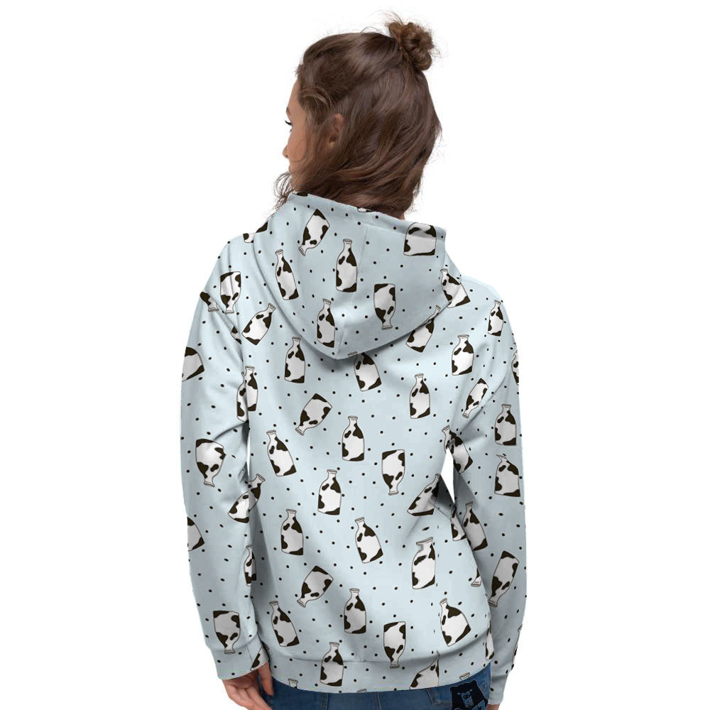 Milk Bottle Cow Print Pattern Women's Hoodie-grizzshop