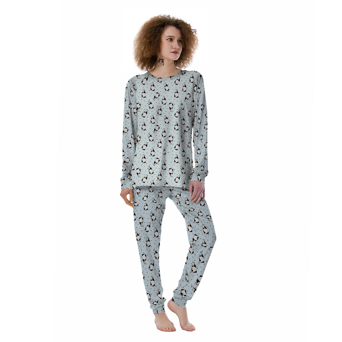Milk Bottle Cow Print Pattern Women's Pajamas-grizzshop