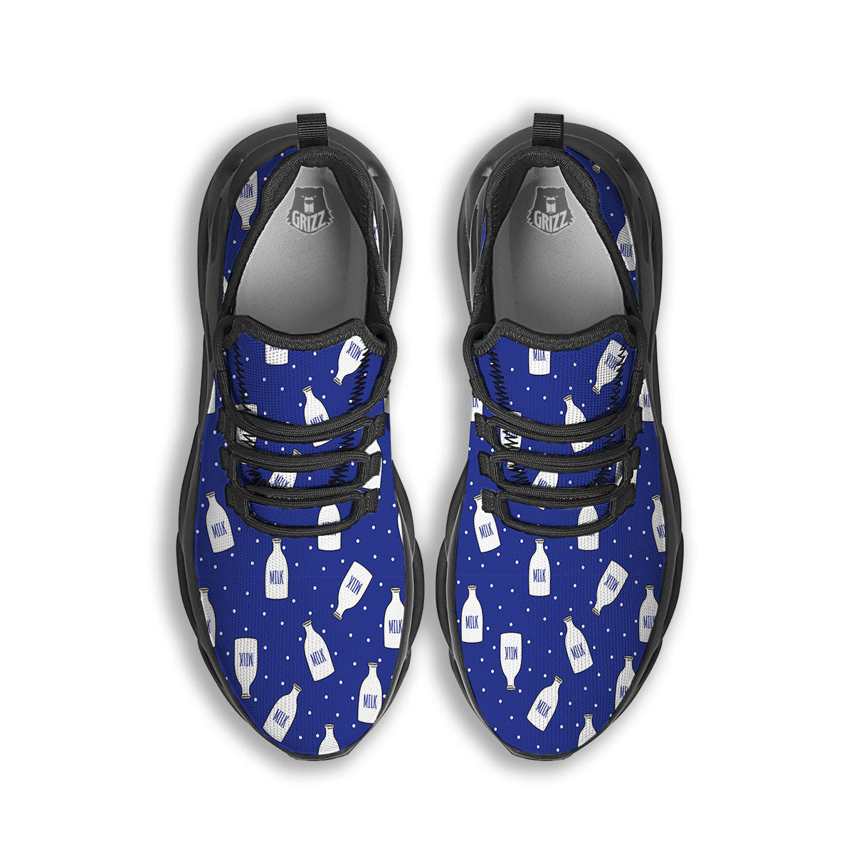 Milk Pattern Print Black Running Shoes-grizzshop