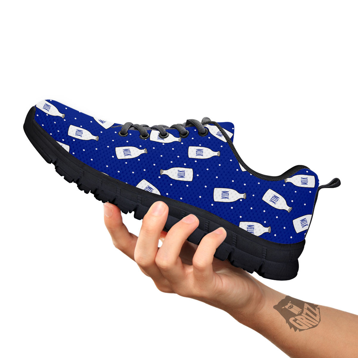 Milk Pattern Print Black Sneaker-grizzshop
