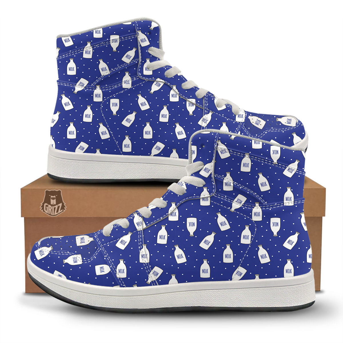 Milk Pattern Print High Top Sneakers-grizzshop