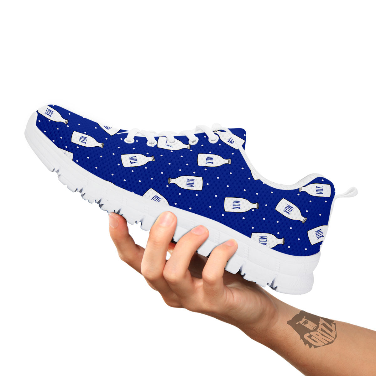 Milk Pattern Print White Sneaker-grizzshop