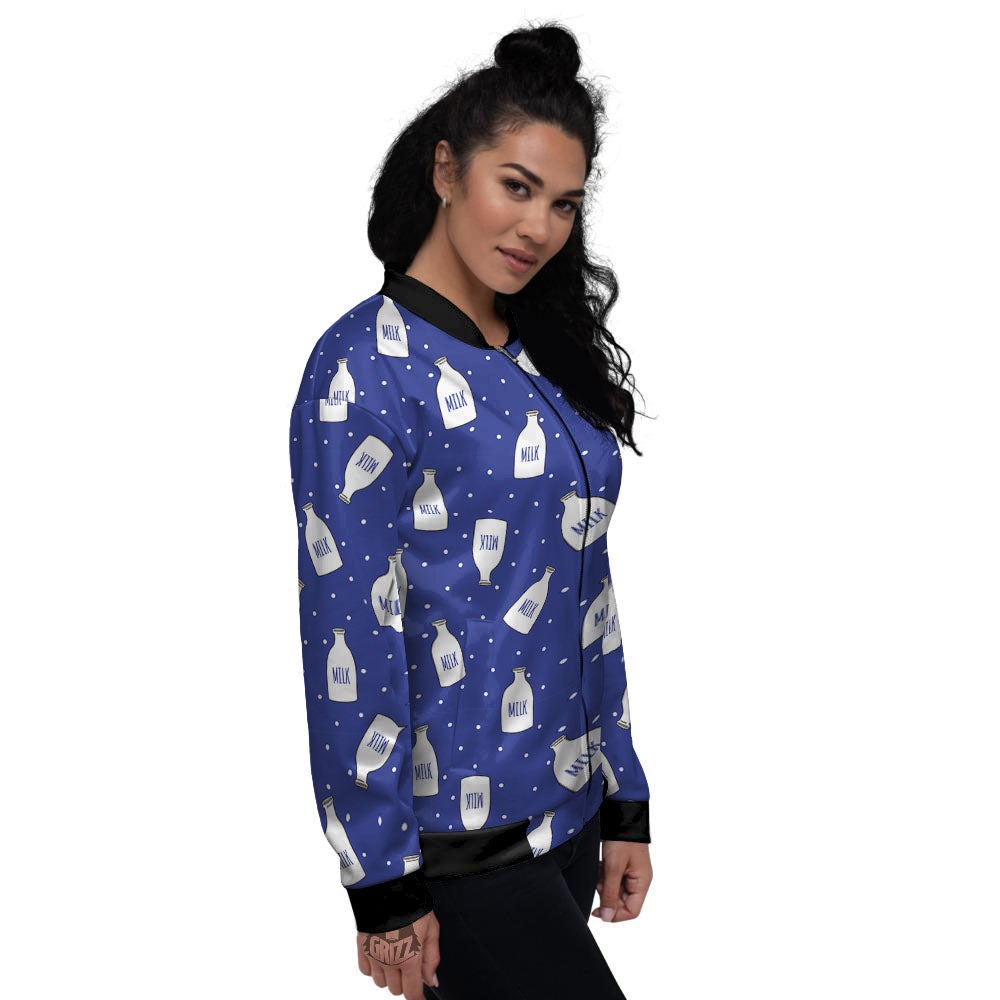 Milk Pattern Print Women's Bomber Jacket-grizzshop
