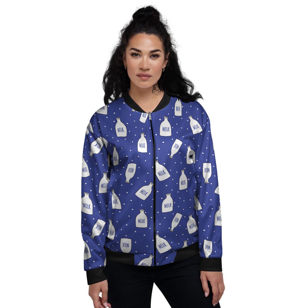 Milk Pattern Print Women's Bomber Jacket-grizzshop