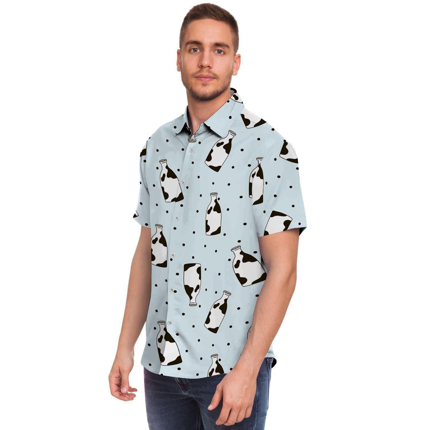 Milk Print Men's Short Sleeve Shirt-grizzshop