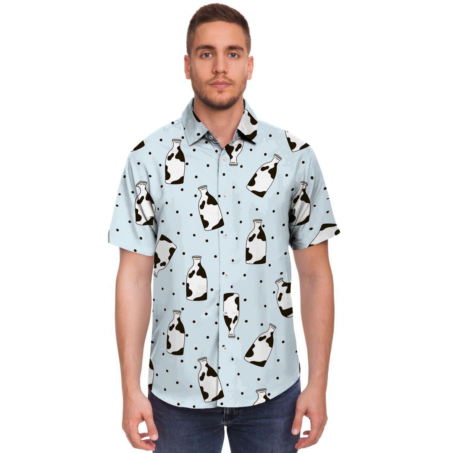 Milk Print Men's Short Sleeve Shirt-grizzshop