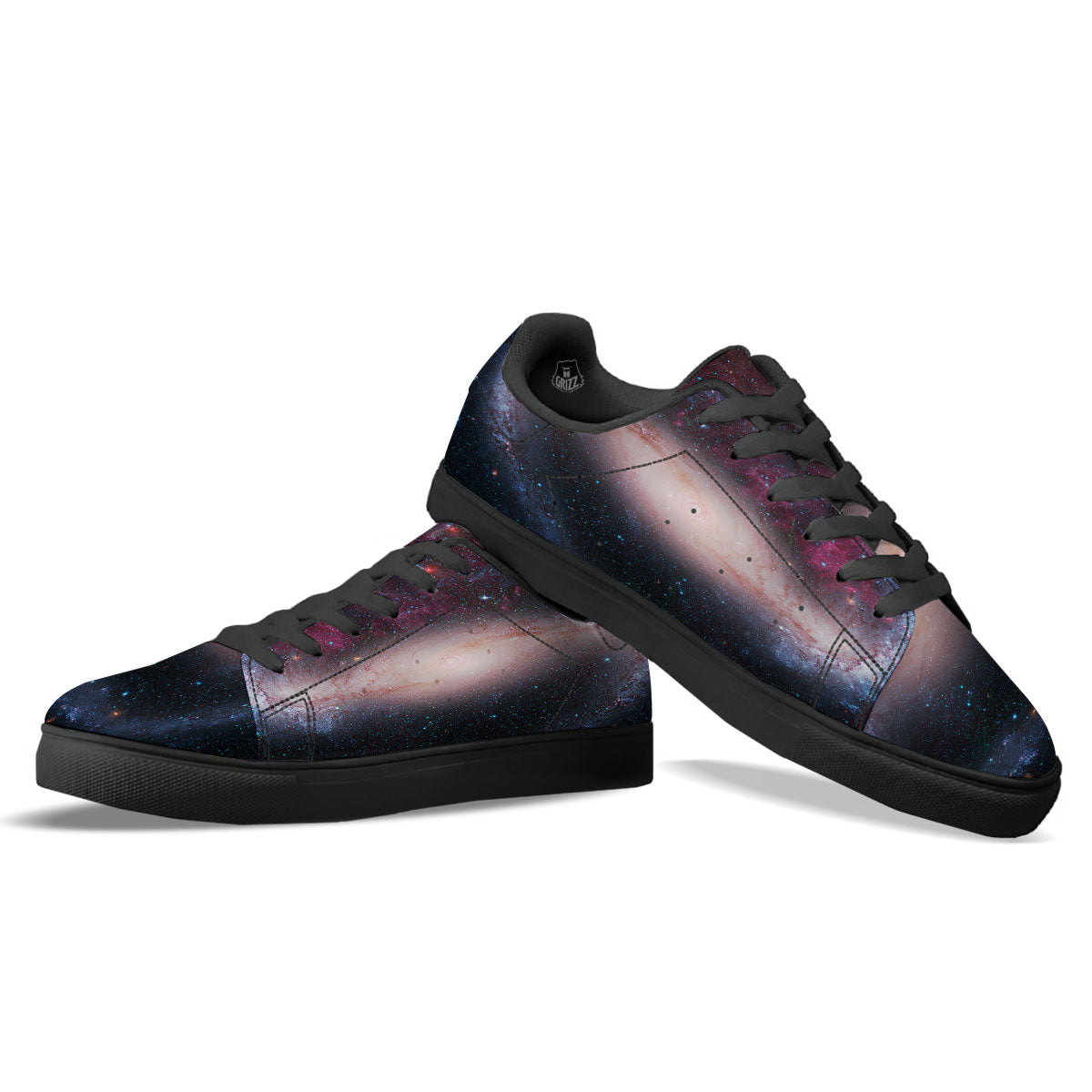 Milky Way Deep Space Print Black Low Top Sneakers-grizzshop