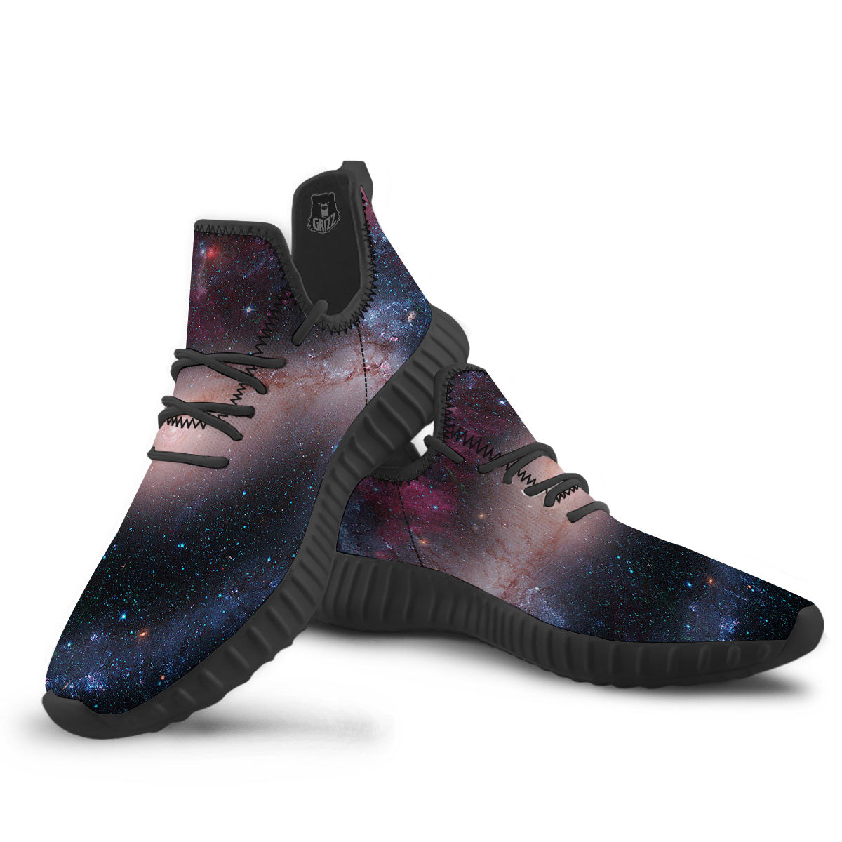 Milky Way Deep Space Print Black Walking Shoes-grizzshop