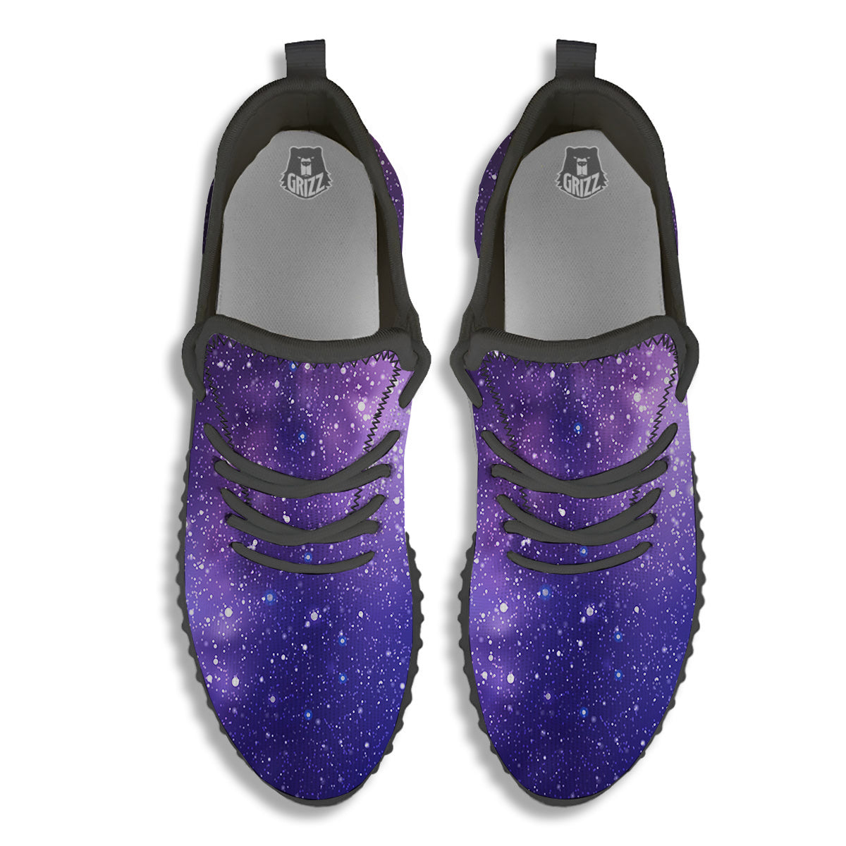 Milky Way Galaxy Space Dark Purple Print Black Walking Shoes-grizzshop