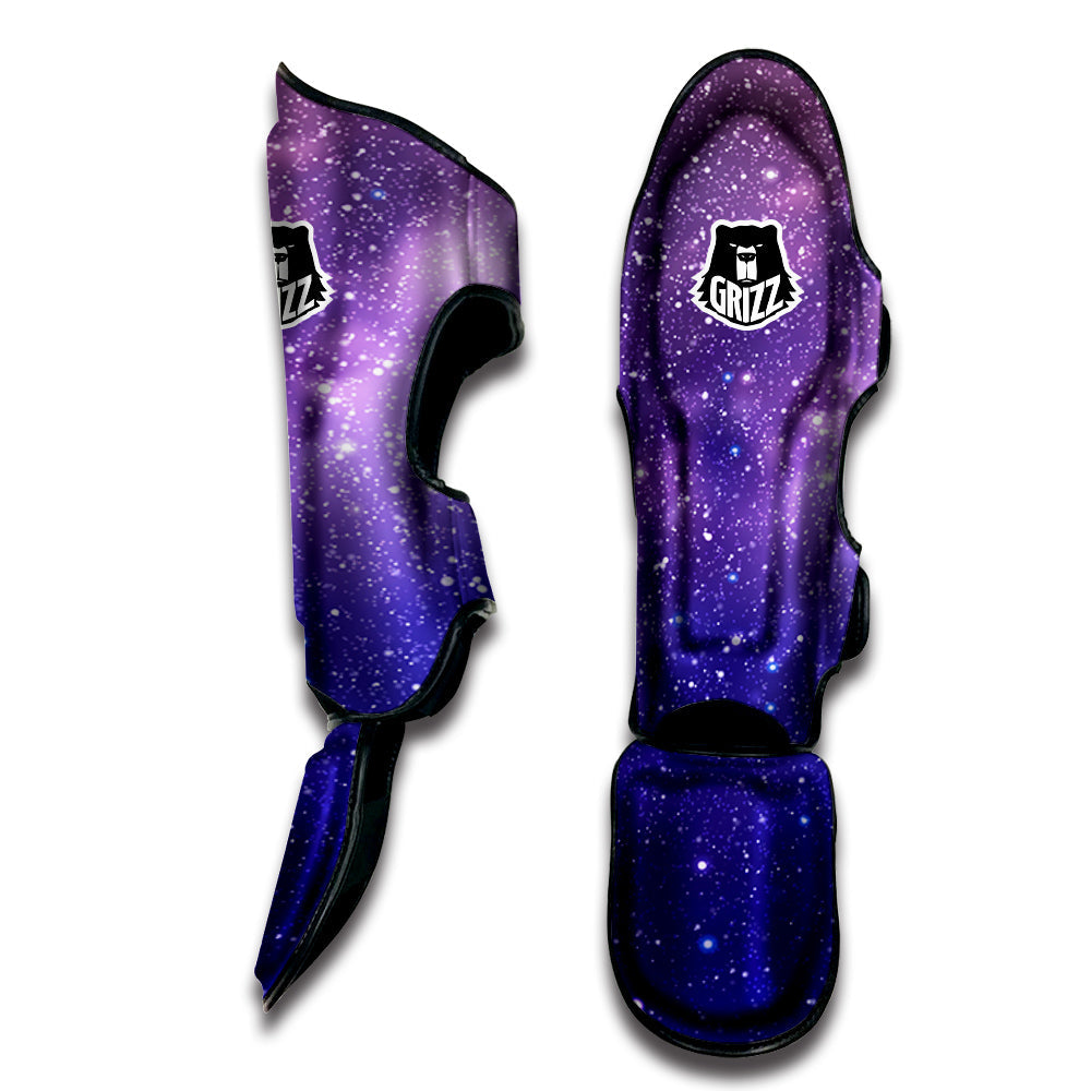 Milky Way Galaxy Space Dark Purple Print Muay Thai Shin Guards-grizzshop