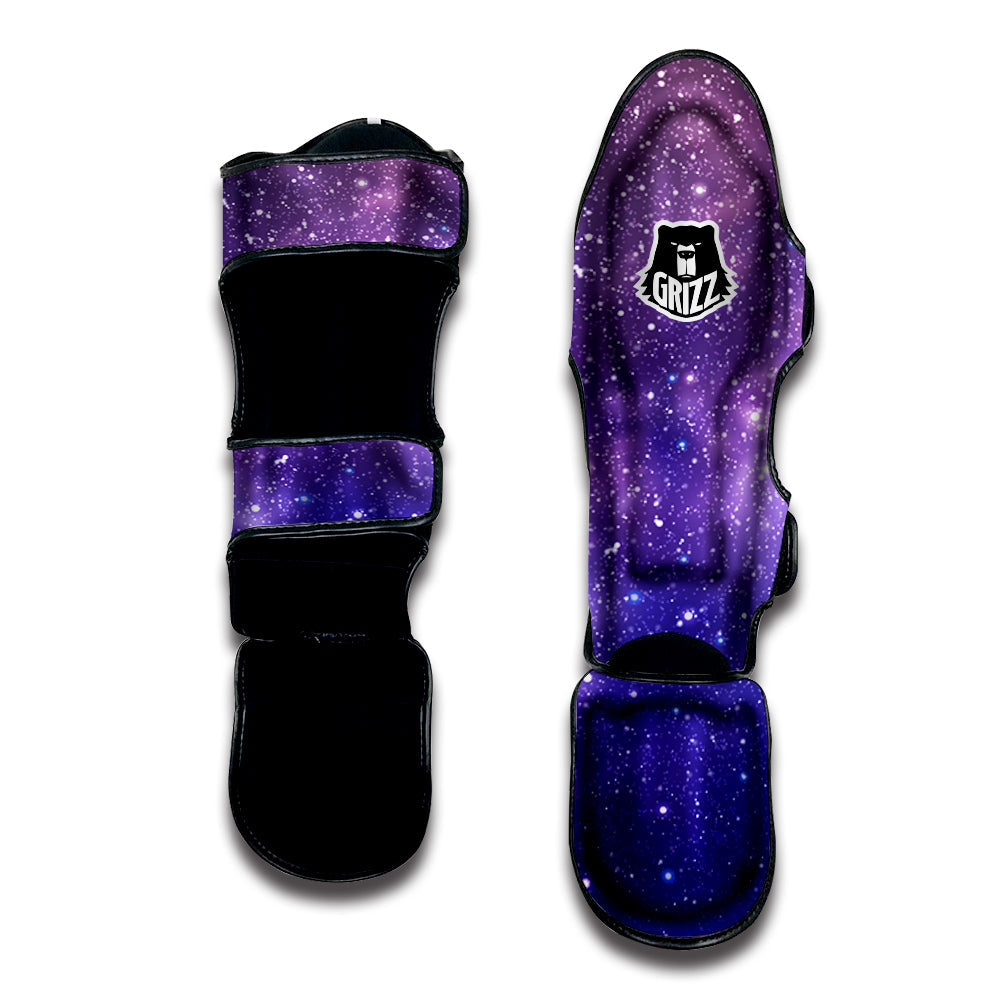 Milky Way Galaxy Space Dark Purple Print Muay Thai Shin Guards-grizzshop