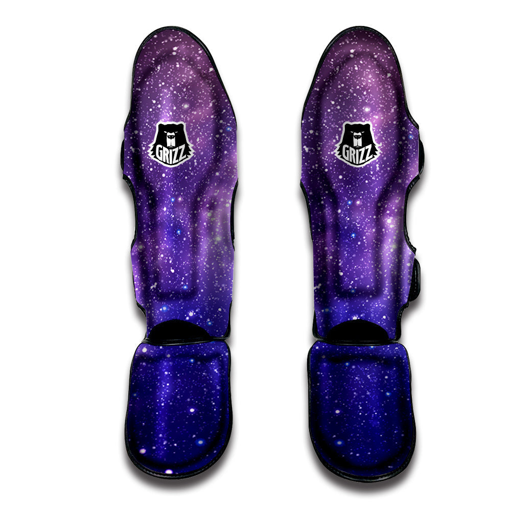 Milky Way Galaxy Space Dark Purple Print Muay Thai Shin Guards-grizzshop