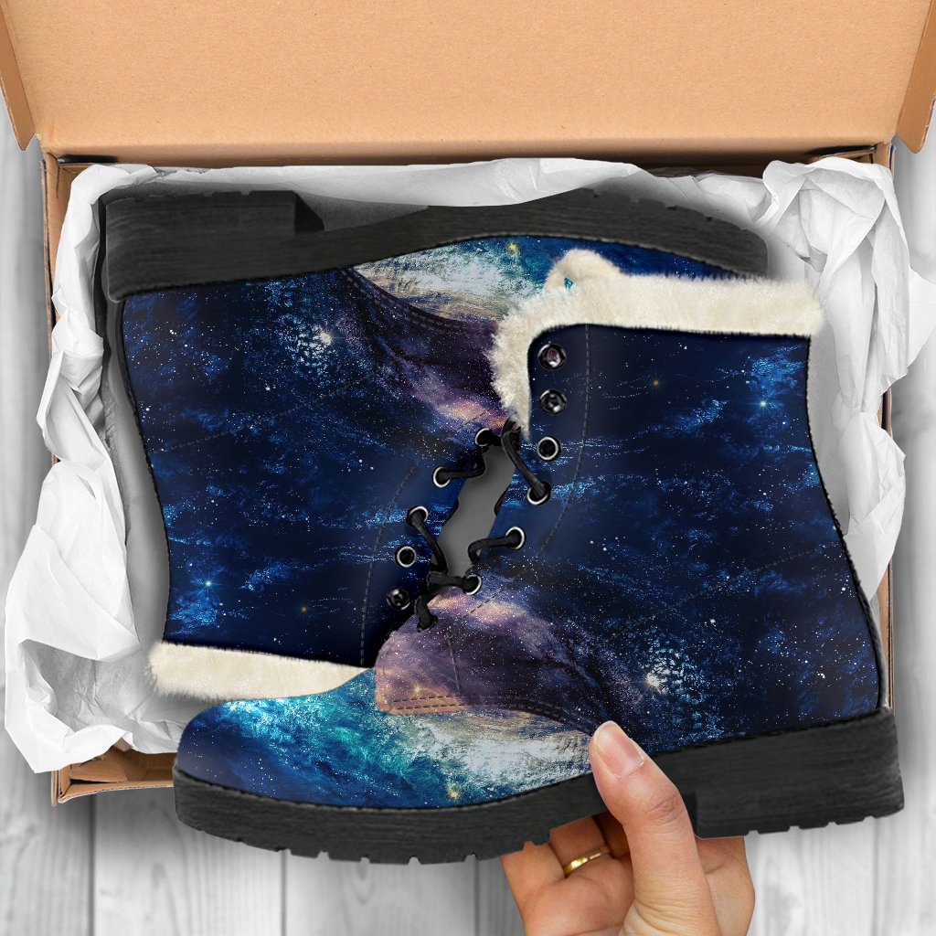 Milky Way Galaxy Space Print Comfy Winter Boots-grizzshop