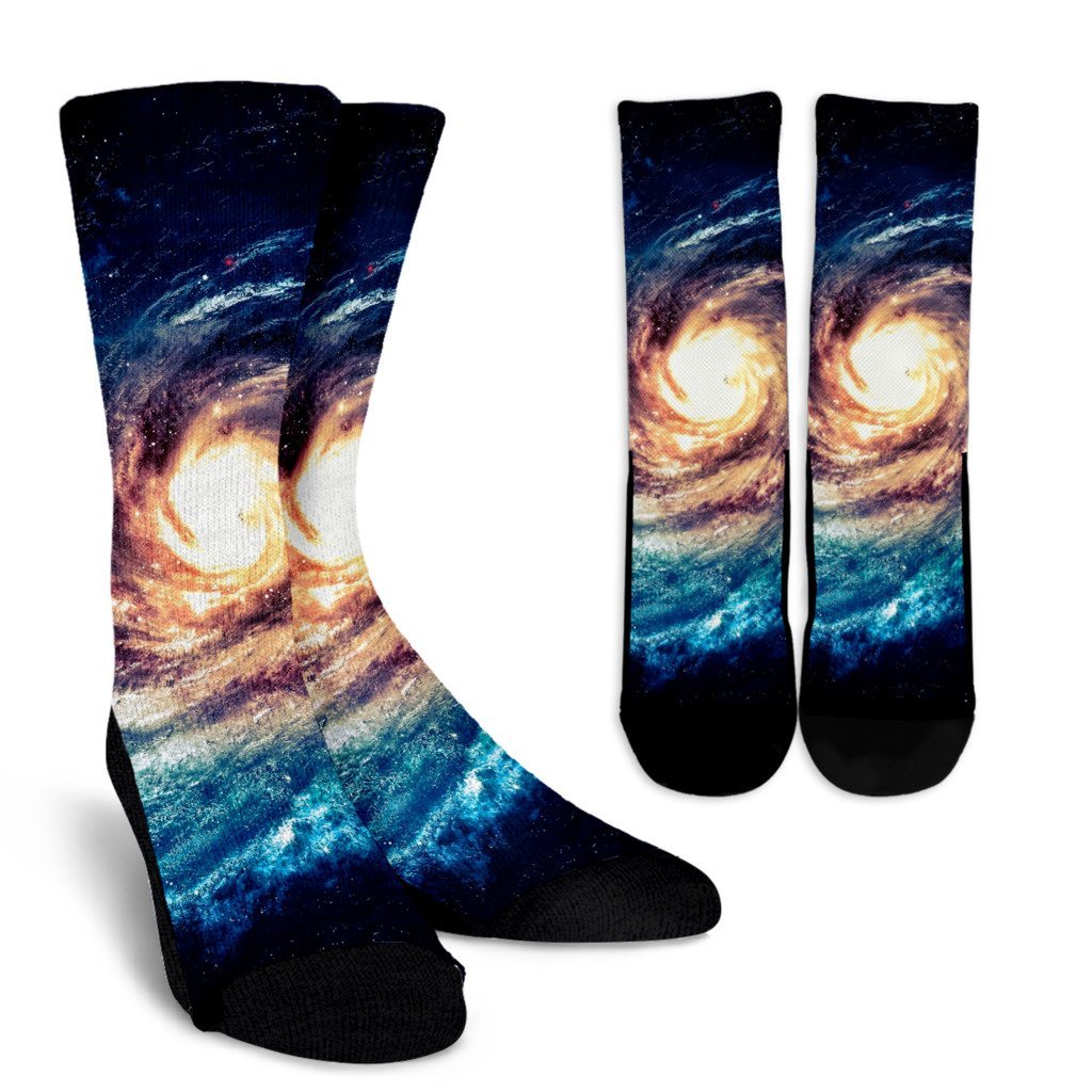 Milky Way Galaxy Space Print Unisex Crew Socks-grizzshop