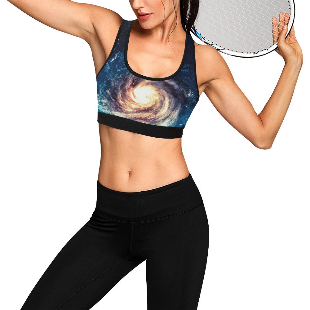 Milky Way Galaxy Space Print Women Sports Bra-grizzshop