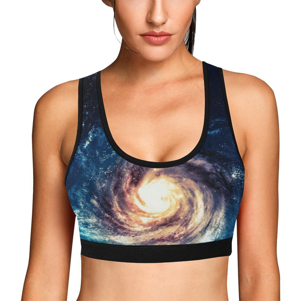 Milky Way Galaxy Space Print Women Sports Bra-grizzshop