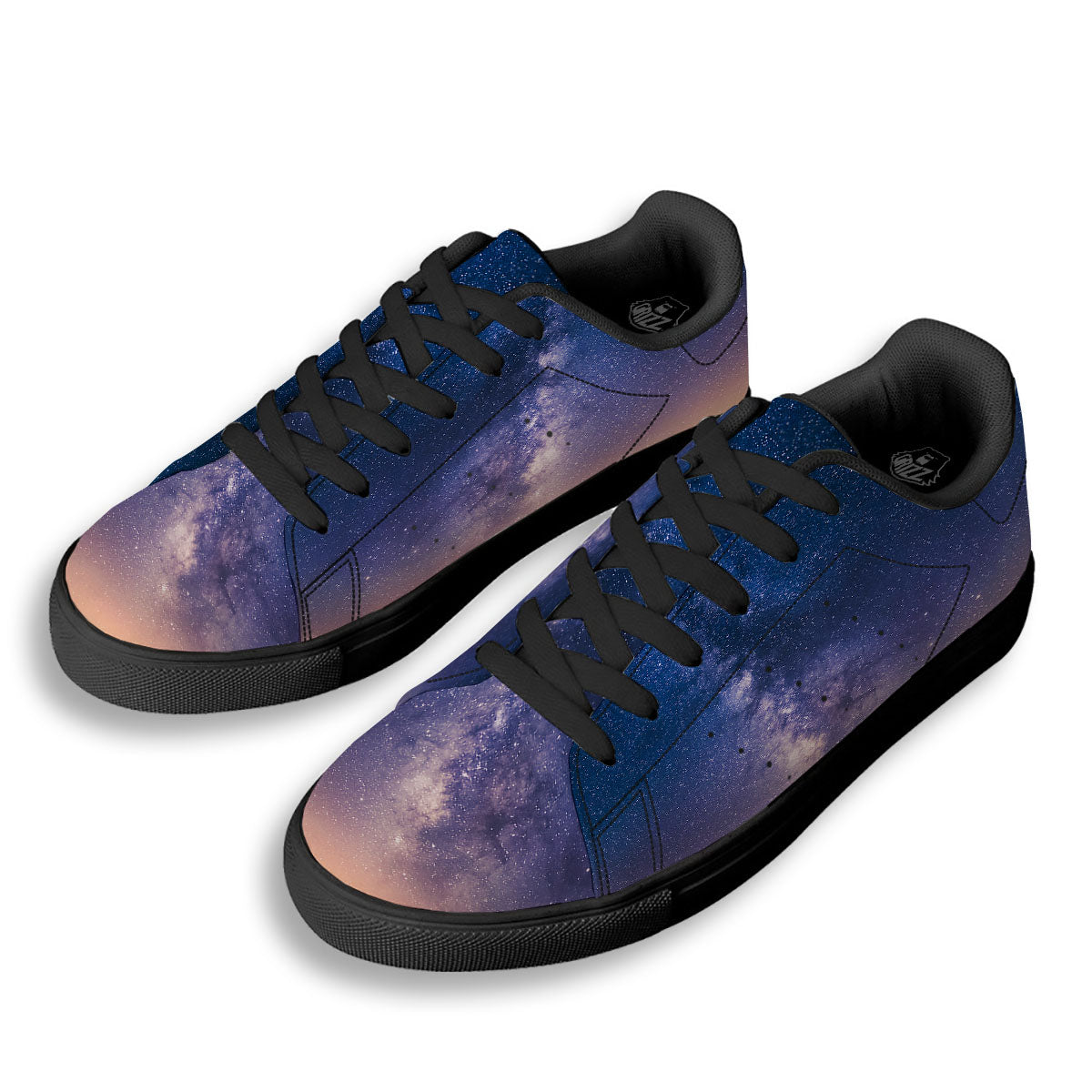 Milky Way Night Sky Print Black Low Top Sneakers-grizzshop