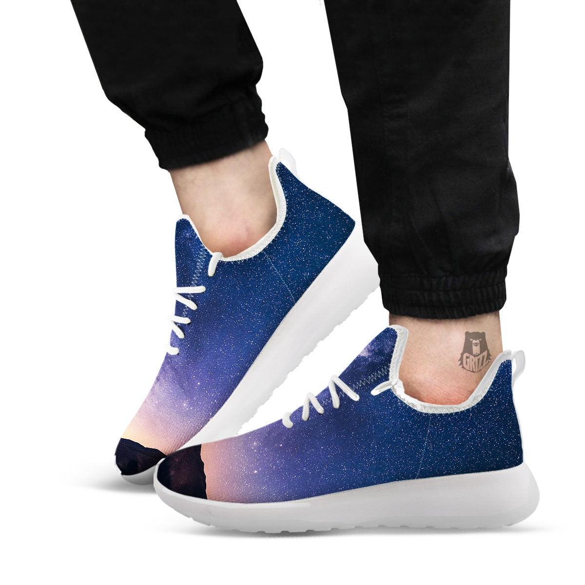 Milky Way Night Sky Print White Athletic Shoes-grizzshop