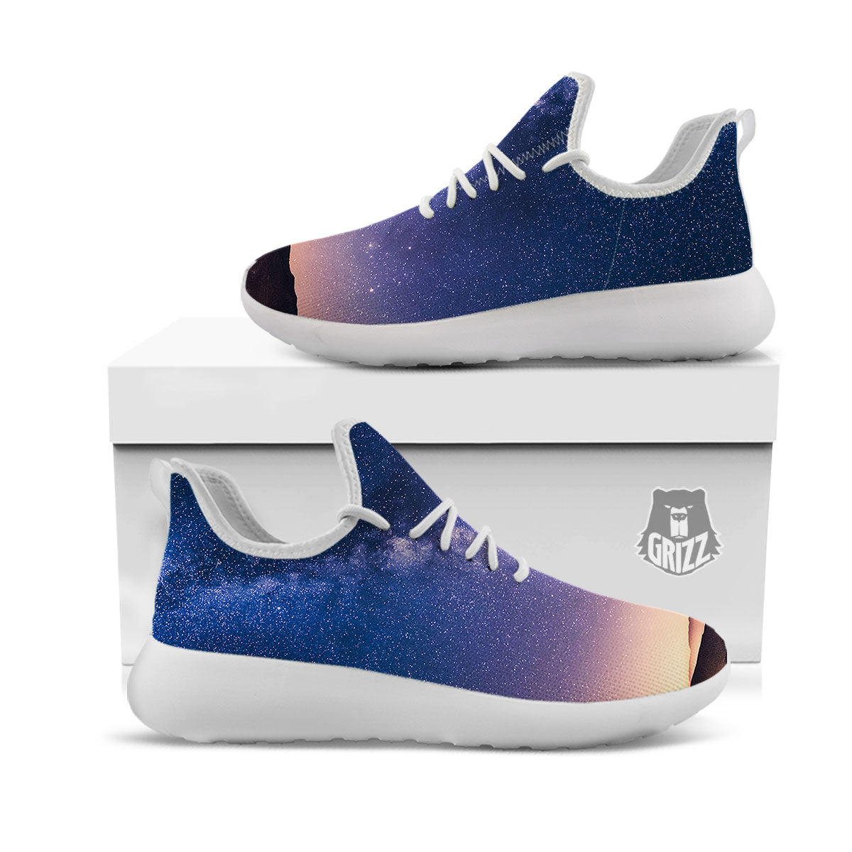 Milky Way Night Sky Print White Athletic Shoes-grizzshop