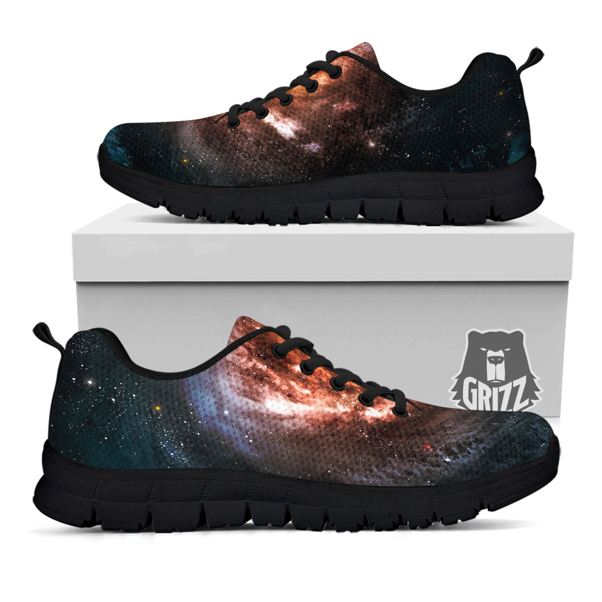 Milky Way Spiral Print Black Sneaker-grizzshop