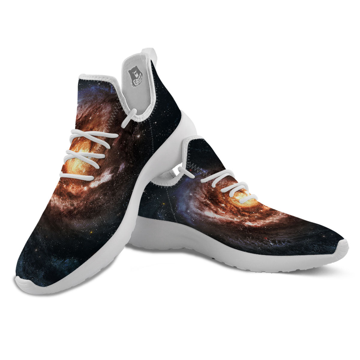 Milky Way Spiral Print White Athletic Shoes-grizzshop