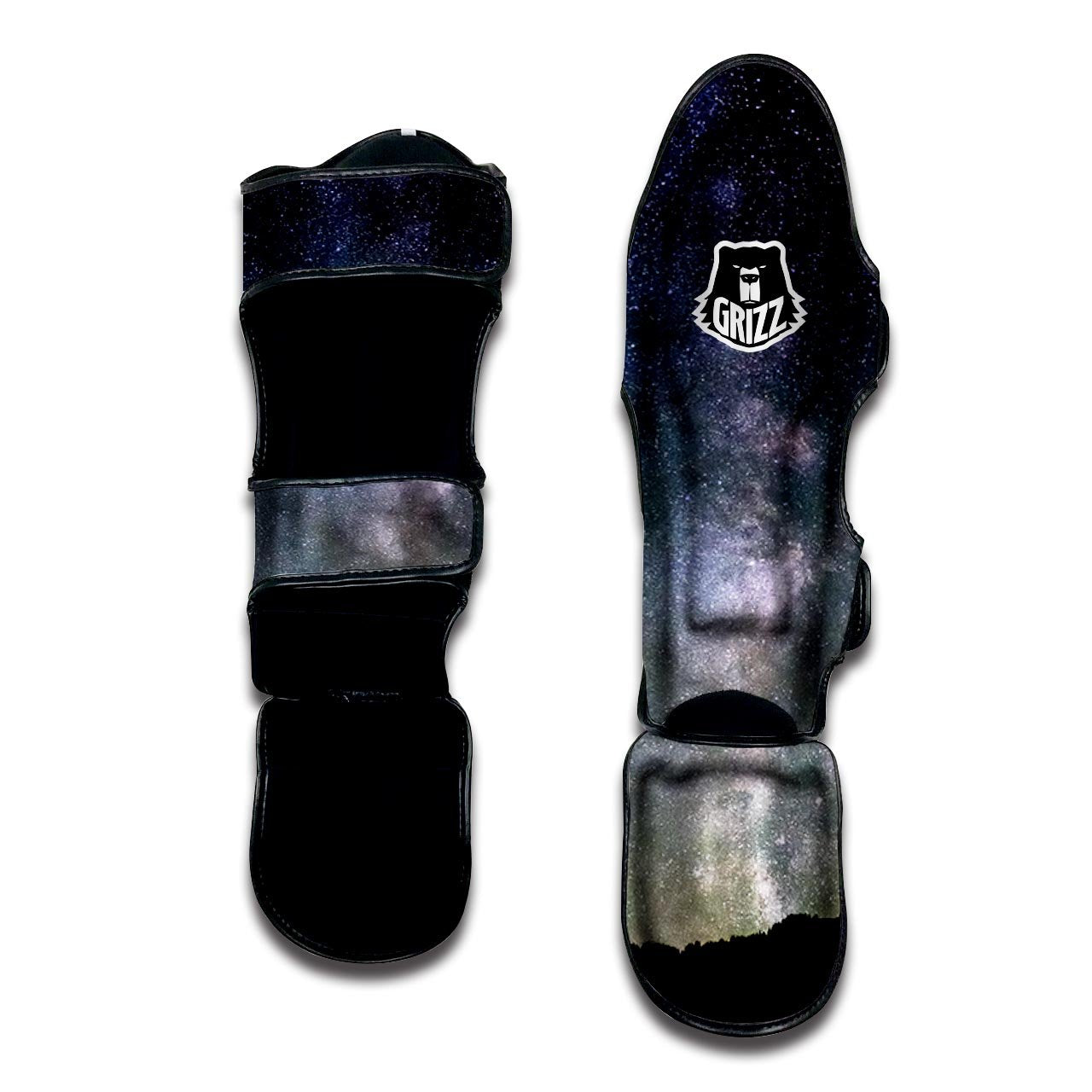 Milky Way Stars Night Print Muay Thai Shin Guards-grizzshop