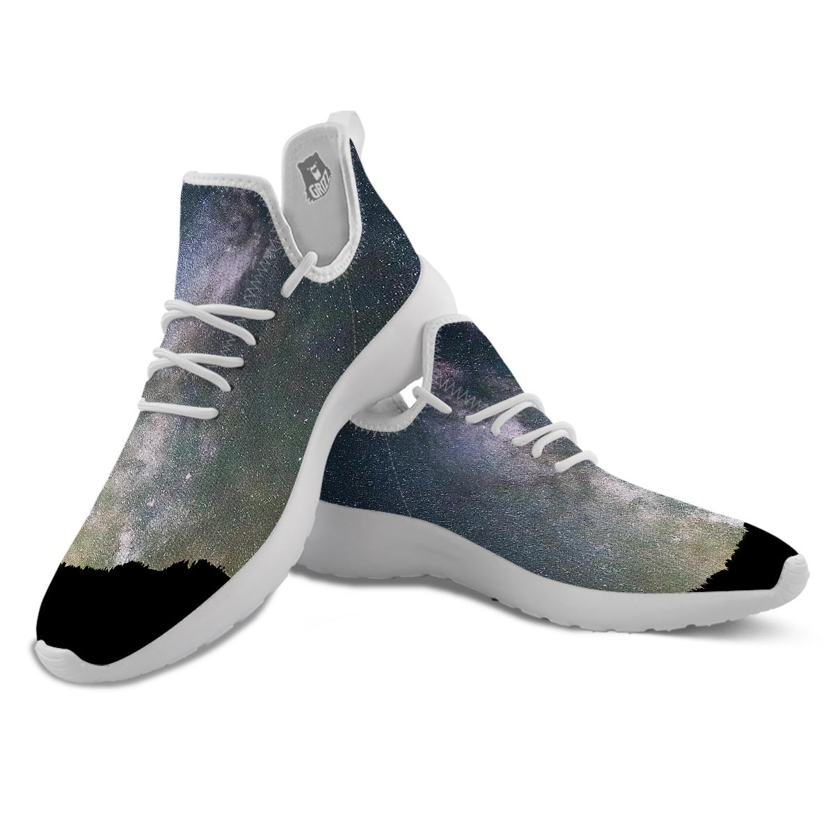 Milky Way Stars Night Print White Athletic Shoes-grizzshop