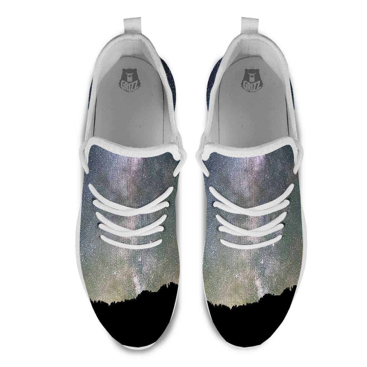 Milky Way Stars Night Print White Athletic Shoes-grizzshop