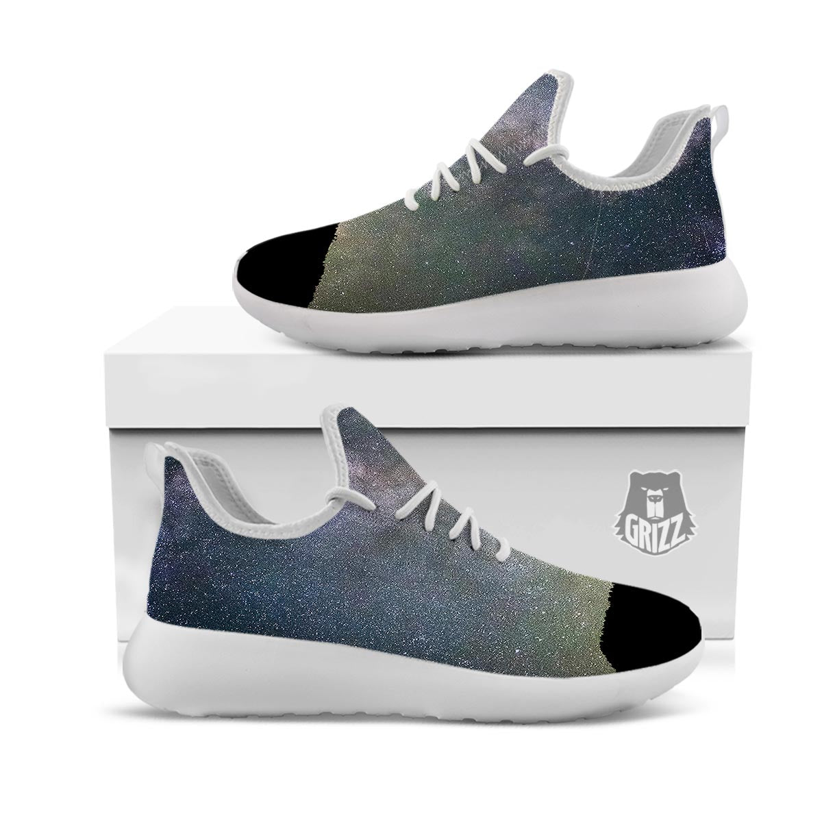 Milky Way Stars Night Print White Athletic Shoes-grizzshop