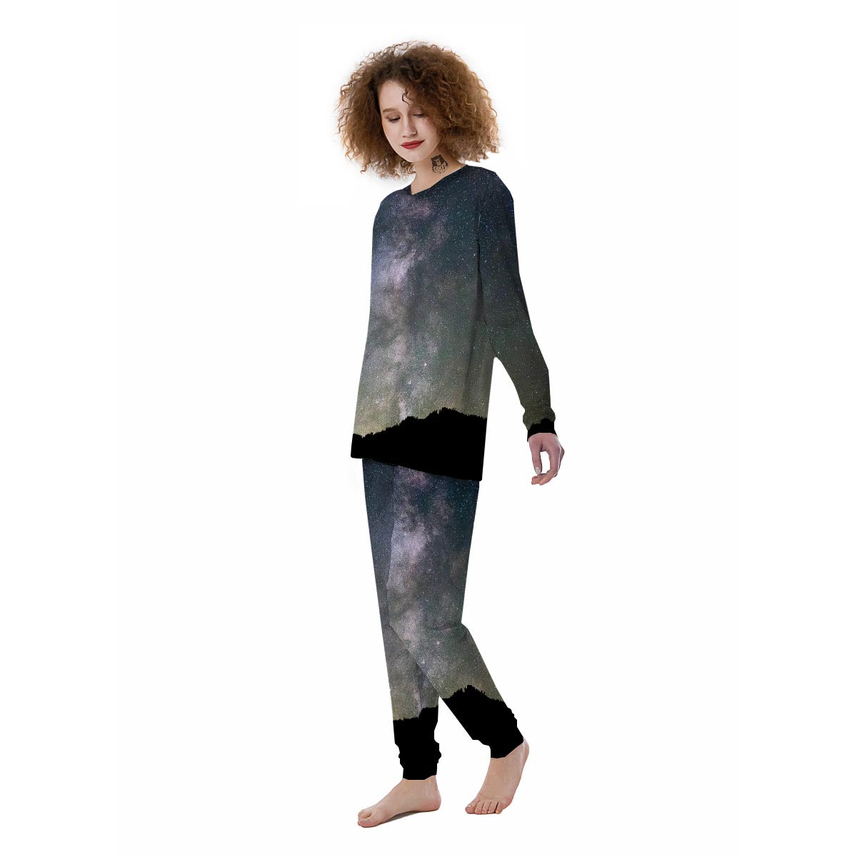 Milky Way Stars Night Print Women's Pajamas-grizzshop